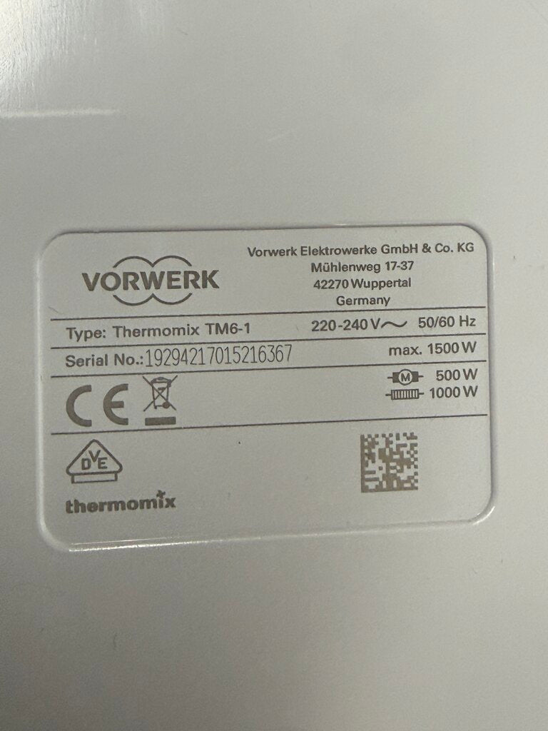 Vorwerk Thermomix TM6-1 All in One Food Processor Plus 220 Volt /rw