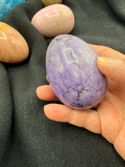 Lot of 6 Alabaster Stone Polished Eggs Strong Colors /ro