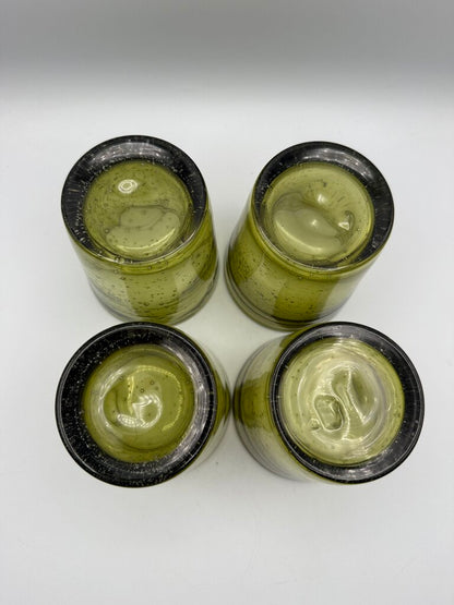 Avocado Green Blown Bubble Glass 4.5” Set of 4 12oz /rw