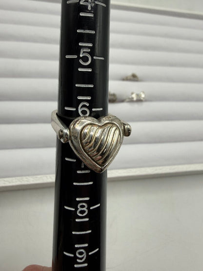 Lot of 4 SilverTone Rings Brighton, Pandora, Sterling variety sizes /ro