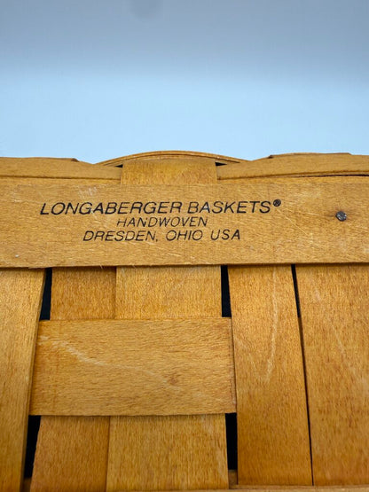 2000 Longaberger Newspaper & Magazine Basket Slant Back Wood Lid /rw