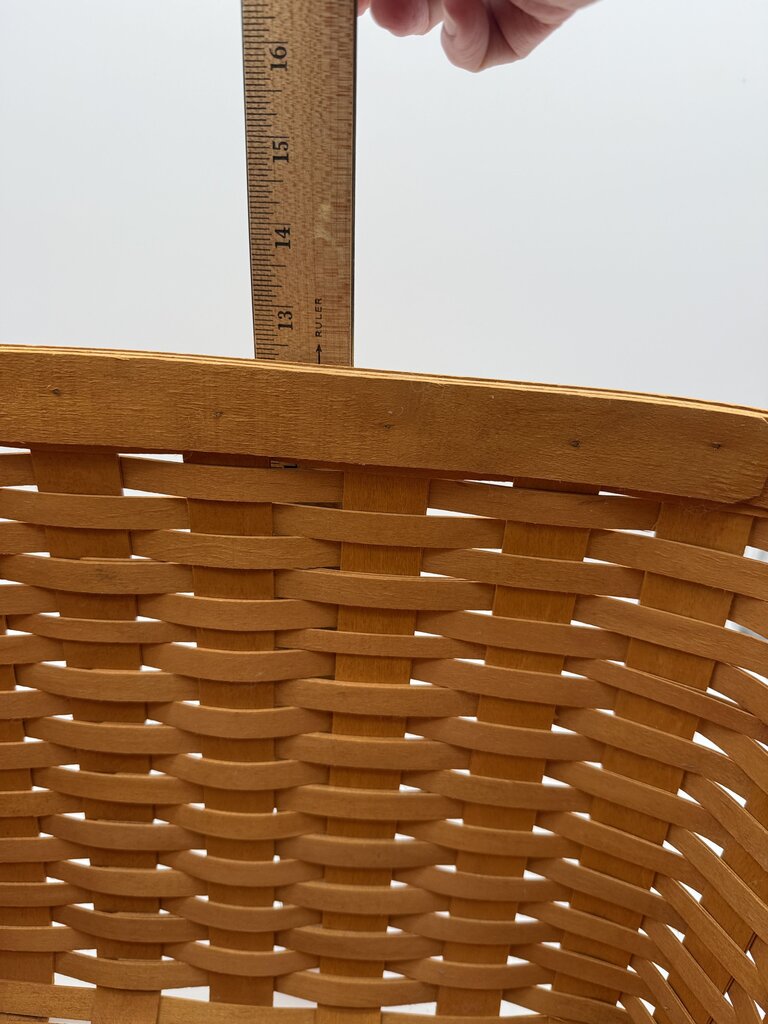 2000 Longaberger Newspaper & Magazine Basket Slant Back Wood Lid /rw