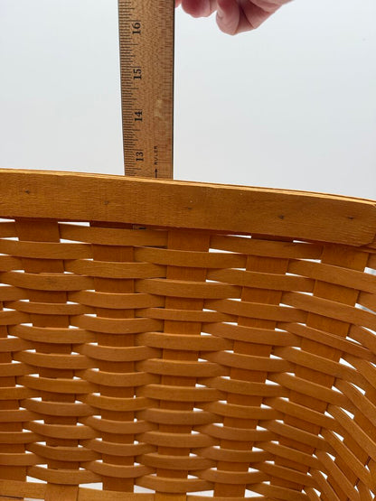 2000 Longaberger Newspaper & Magazine Basket Slant Back Wood Lid /rw