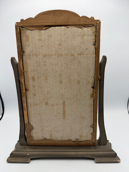 Antique Art Deco Table Top Swivel Frame W/hand colored Lady Portrait /ro
