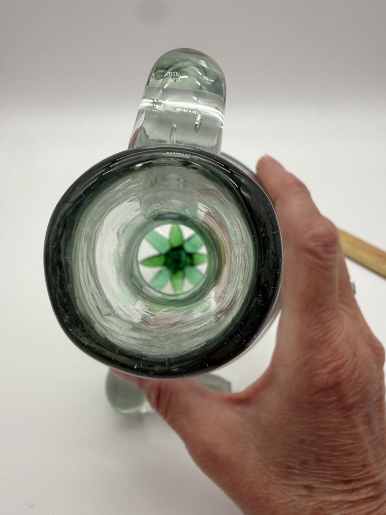 Blown Glass Jug w/Agave Bottom Glass Stopper /ro