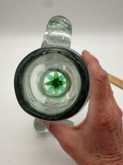 Blown Glass Jug w/Agave Bottom Glass Stopper /ro
