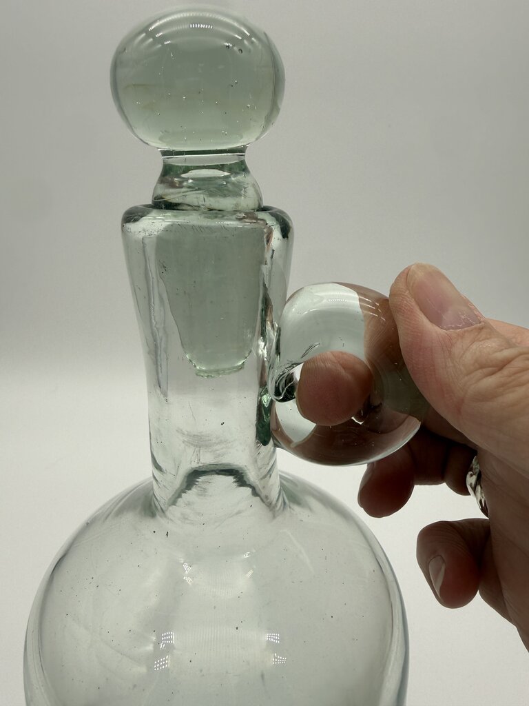 Blown Glass Jug w/Agave Bottom Glass Stopper /ro