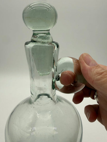Blown Glass Jug w/Agave Bottom Glass Stopper /ro
