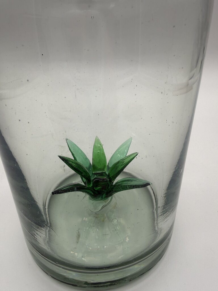 Blown Glass Jug w/Agave Bottom Glass Stopper /ro