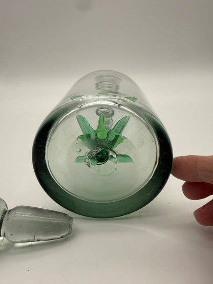 Blown Glass Jug w/Agave Bottom Glass Stopper /ro
