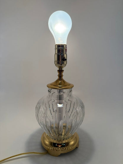 Crescent Brass and Crystal Cut Table Lamp 12” tall /rw