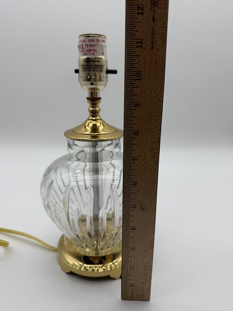 Crescent Brass and Crystal Cut Table Lamp 12” tall /rw