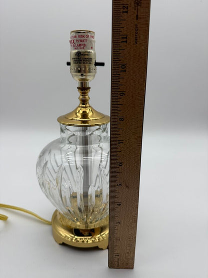 Crescent Brass and Crystal Cut Table Lamp 12” tall /rw