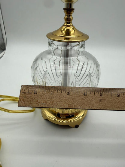 Crescent Brass and Crystal Cut Table Lamp 12” tall /rw