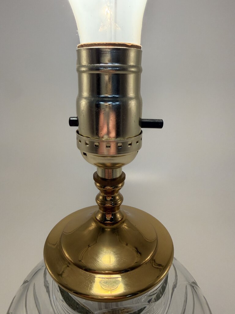 Crescent Brass and Crystal Cut Table Lamp 12” tall /rw