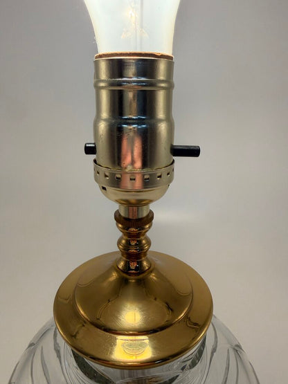 Crescent Brass and Crystal Cut Table Lamp 12” tall /rw