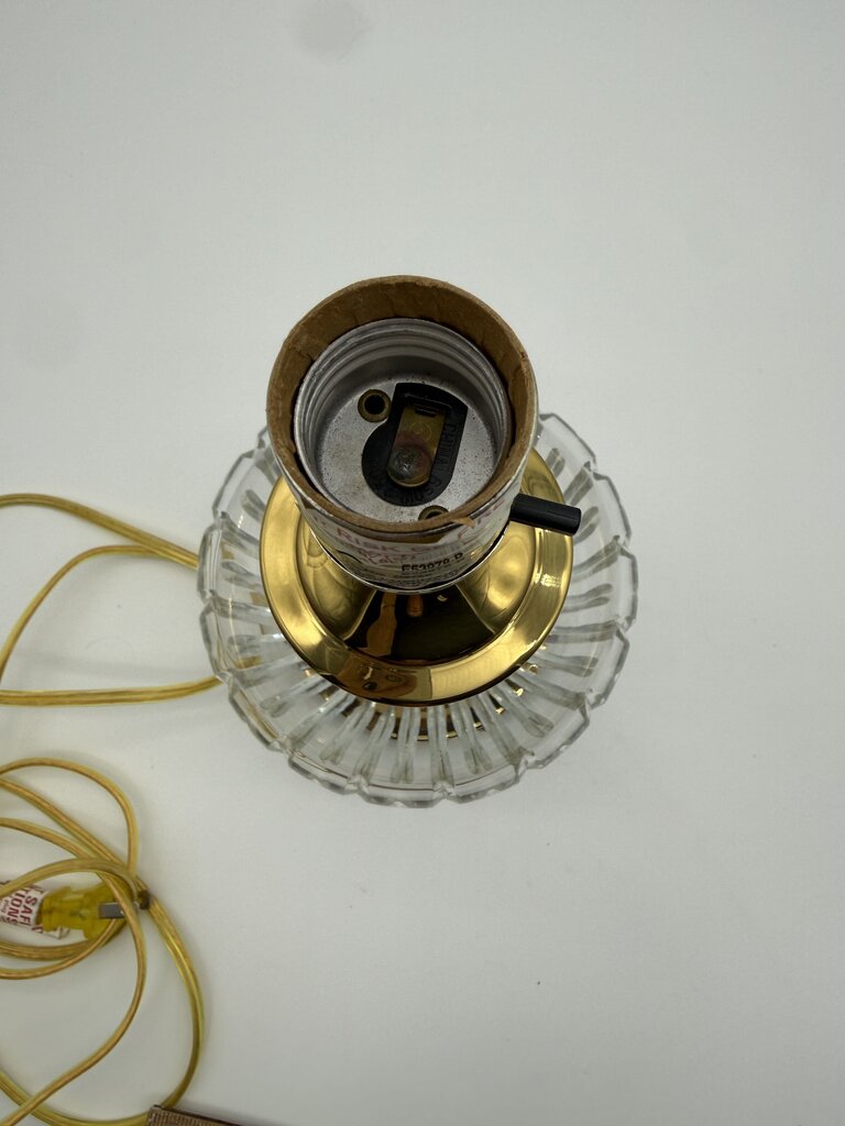 Crescent Brass and Crystal Cut Table Lamp 12” tall /rw