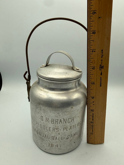 1941 Grand Rapids Peddlers VS. Platters Annual Ball Game Milk Jug /ro