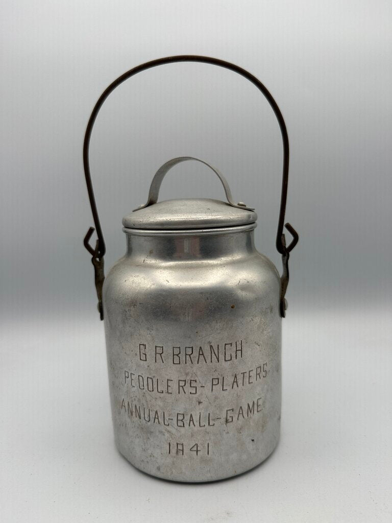 1941 Grand Rapids Peddlers VS. Platters Annual Ball Game Milk Jug /ro