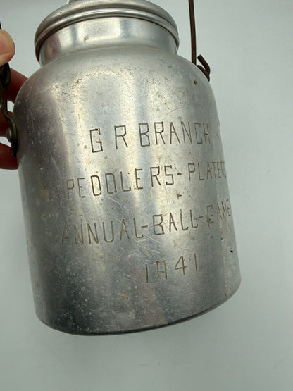 1941 Grand Rapids Peddlers VS. Platters Annual Ball Game Milk Jug /ro