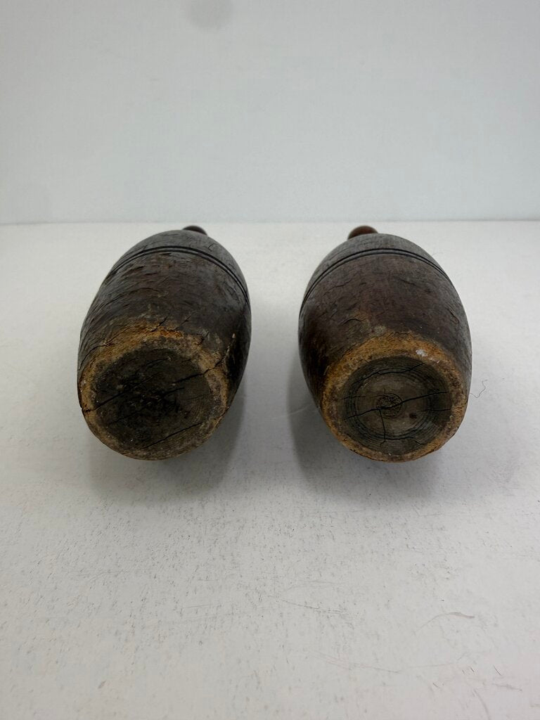 Vintage Two Wood Circus Juggler’s Bowling Pins 18.5” Tall /rw