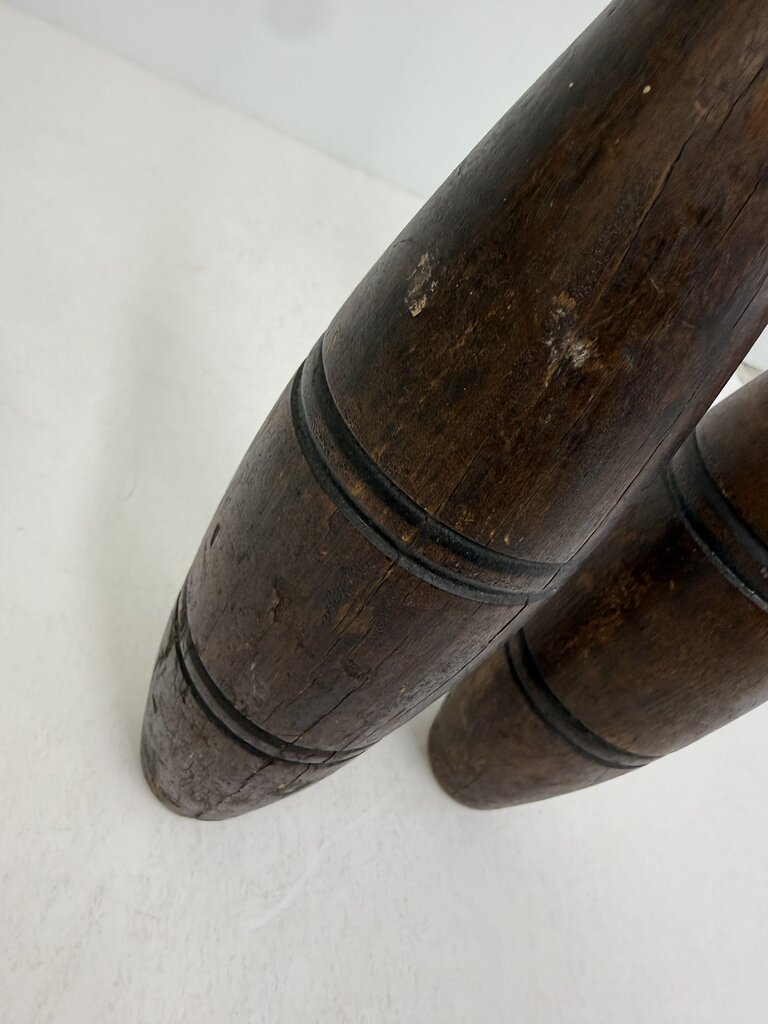 Vintage Two Wood Circus Juggler’s Bowling Pins 18.5” Tall /rw