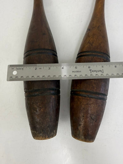 Vintage Two Wood Circus Juggler’s Bowling Pins 18.5” Tall /rw