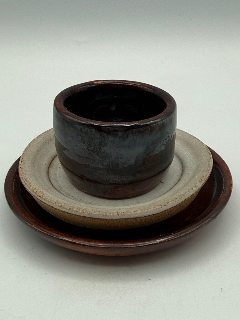 Crannog Banagher Irish Pottery Small Cup and Saucer Signed /ro