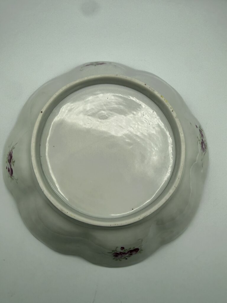 Antique Porcelain PInk Berry Serving Bowl Hand Painted Flowers /ro
