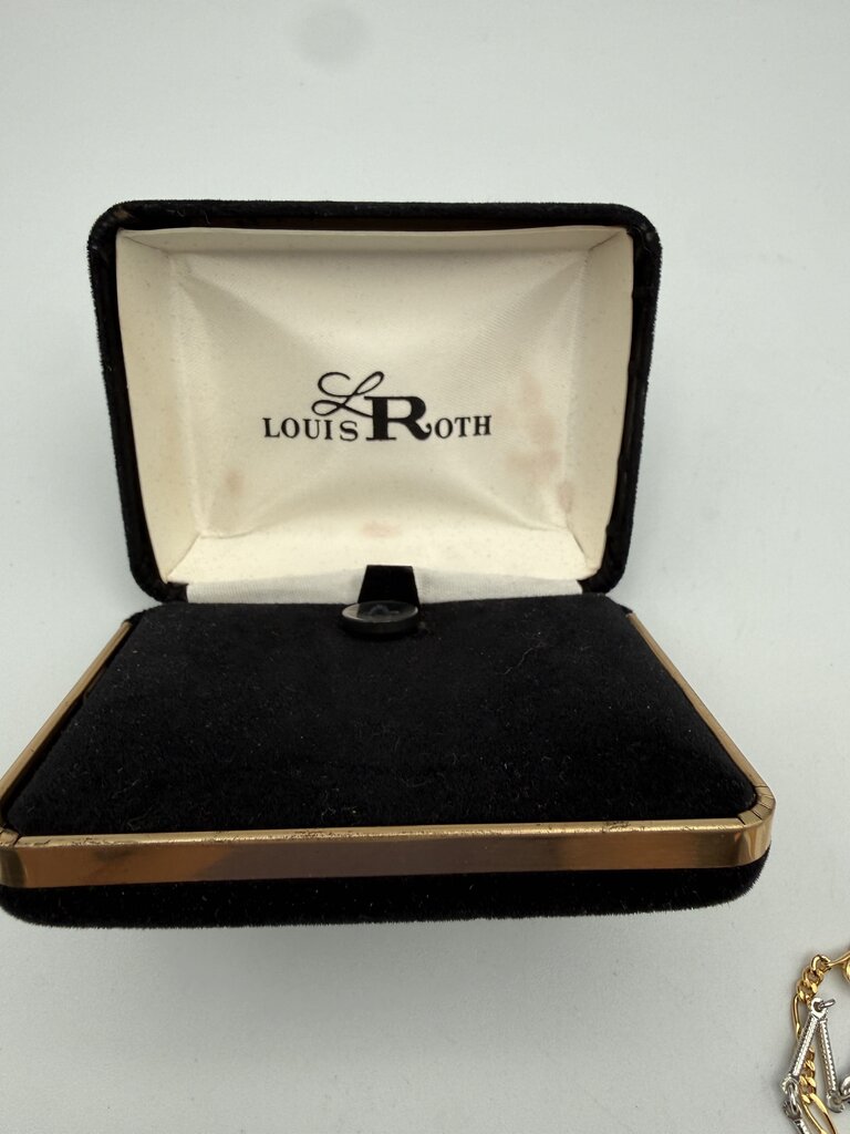 VTG Louis Roth Set of 2 Tie Bar Chain Gold/Silver Tone in box /ro