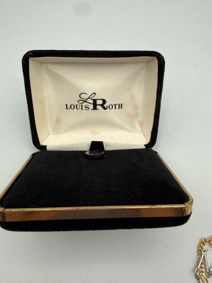 VTG Louis Roth Set of 2 Tie Bar Chain Gold/Silver Tone in box /ro