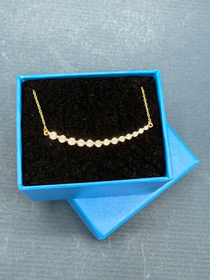 925 Gold Vermeil Chain Necklace w/Graduated CZ Pendant 18” /ro