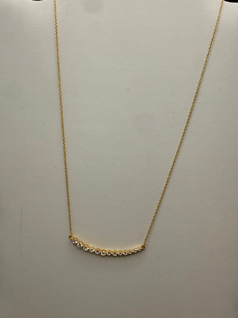 925 Gold Vermeil Chain Necklace w/Graduated CZ Pendant 18” /ro