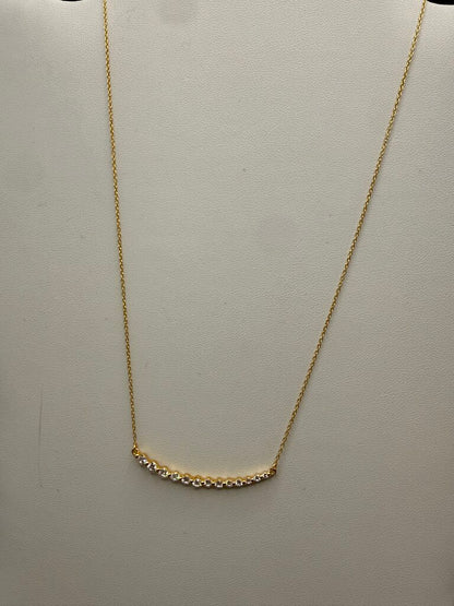 925 Gold Vermeil Chain Necklace w/Graduated CZ Pendant 18” /ro