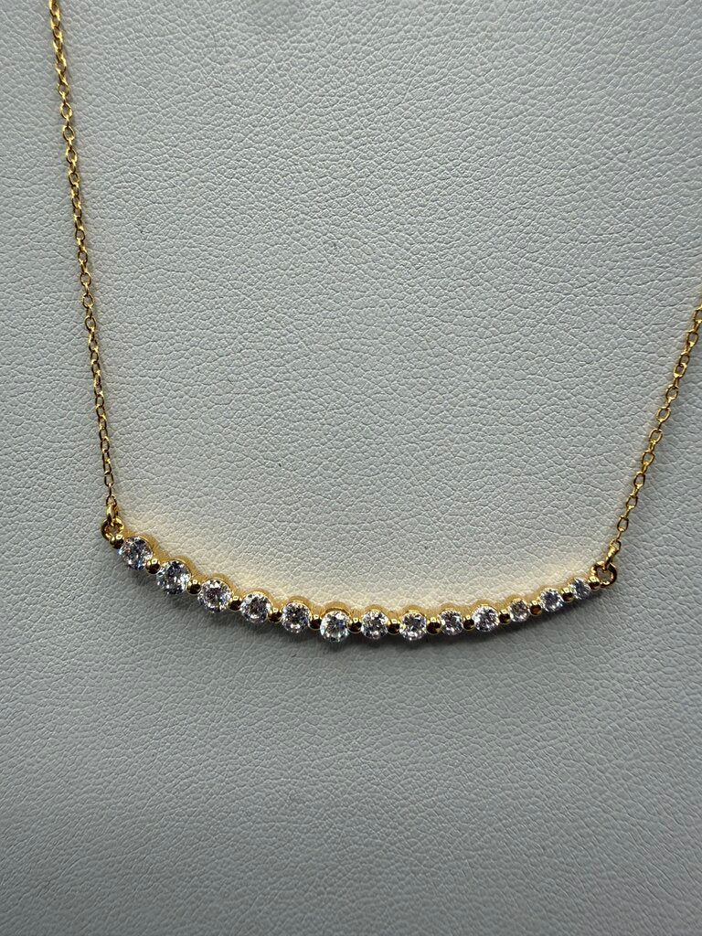 925 Gold Vermeil Chain Necklace w/Graduated CZ Pendant 18” /ro