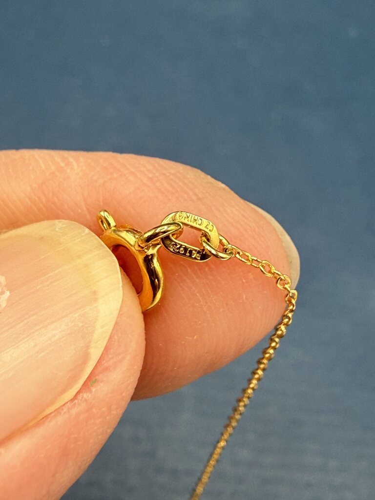 925 Gold Vermeil Chain Necklace w/Graduated CZ Pendant 18” /ro