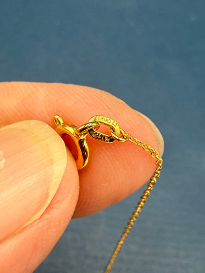 925 Gold Vermeil Chain Necklace w/Graduated CZ Pendant 18” /ro