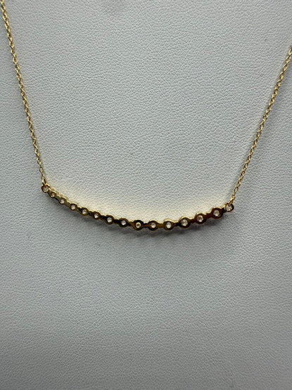 925 Gold Vermeil Chain Necklace w/Graduated CZ Pendant 18” /ro
