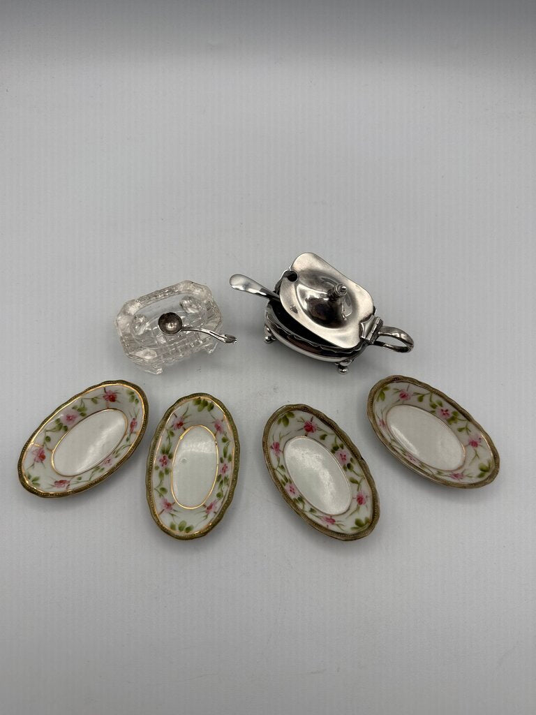 Estate lot of 6 Salt Cellars Nippon-Crystal-Silverplate /ro