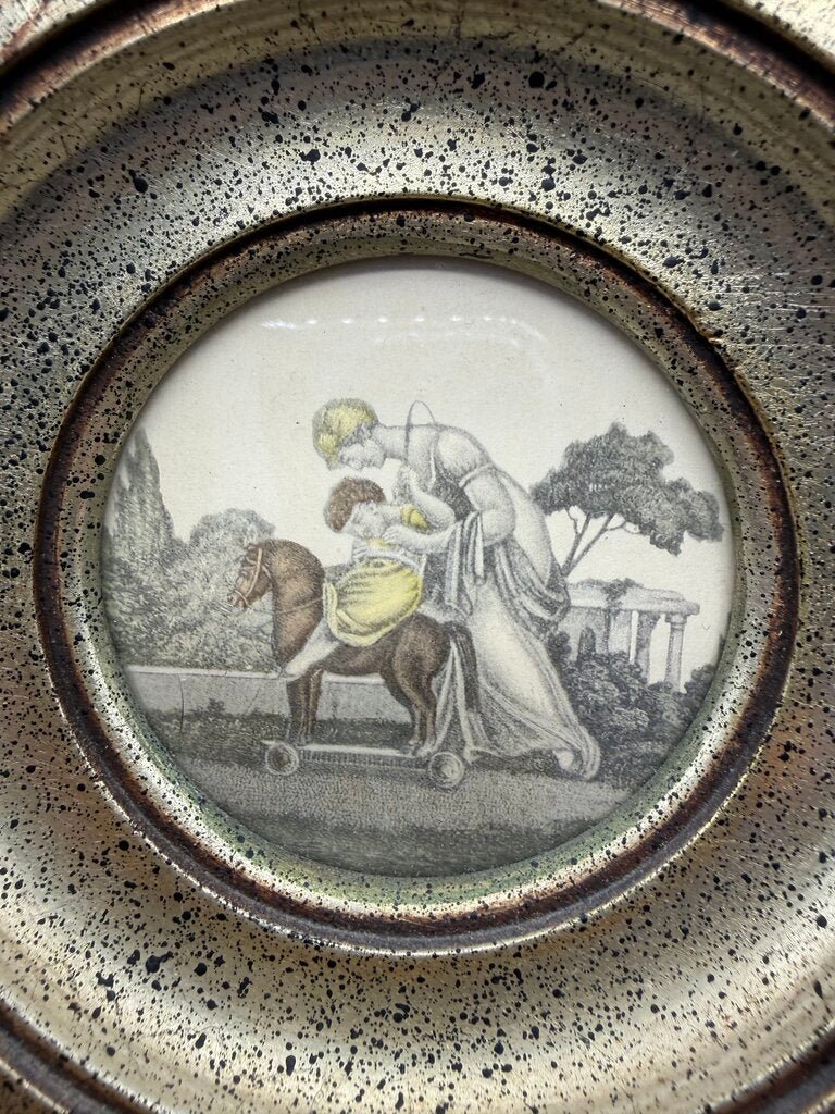 Set of 2 Framed Miniature Greek Themed Etchings /ro
