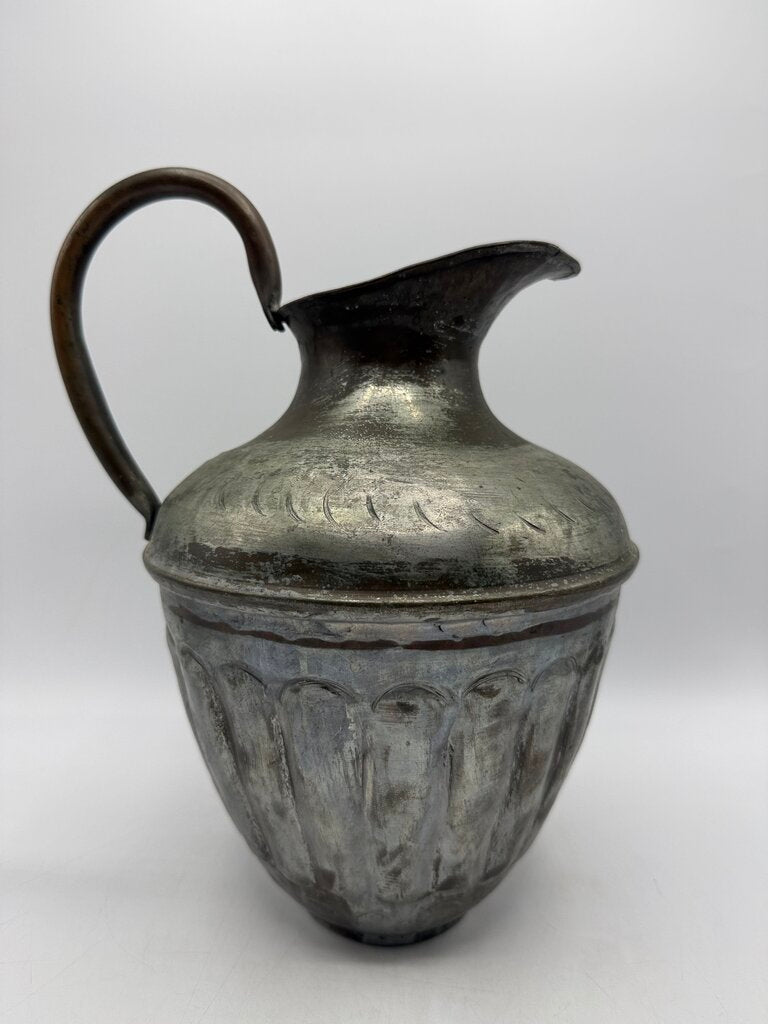 Vintage Hammered Metal Pitcher/Urn 12” tall /rw