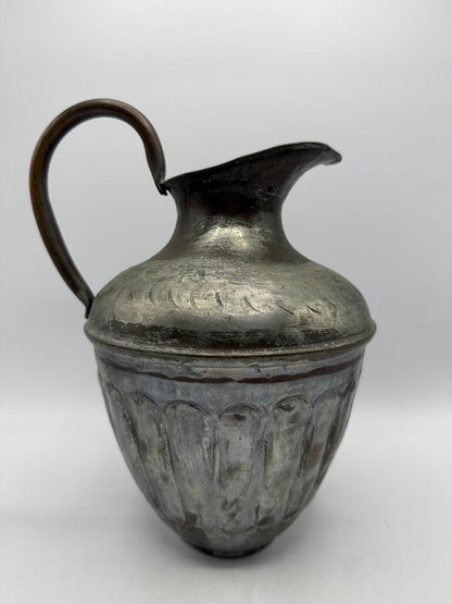 Vintage Hammered Metal Pitcher/Urn 12” tall /rw