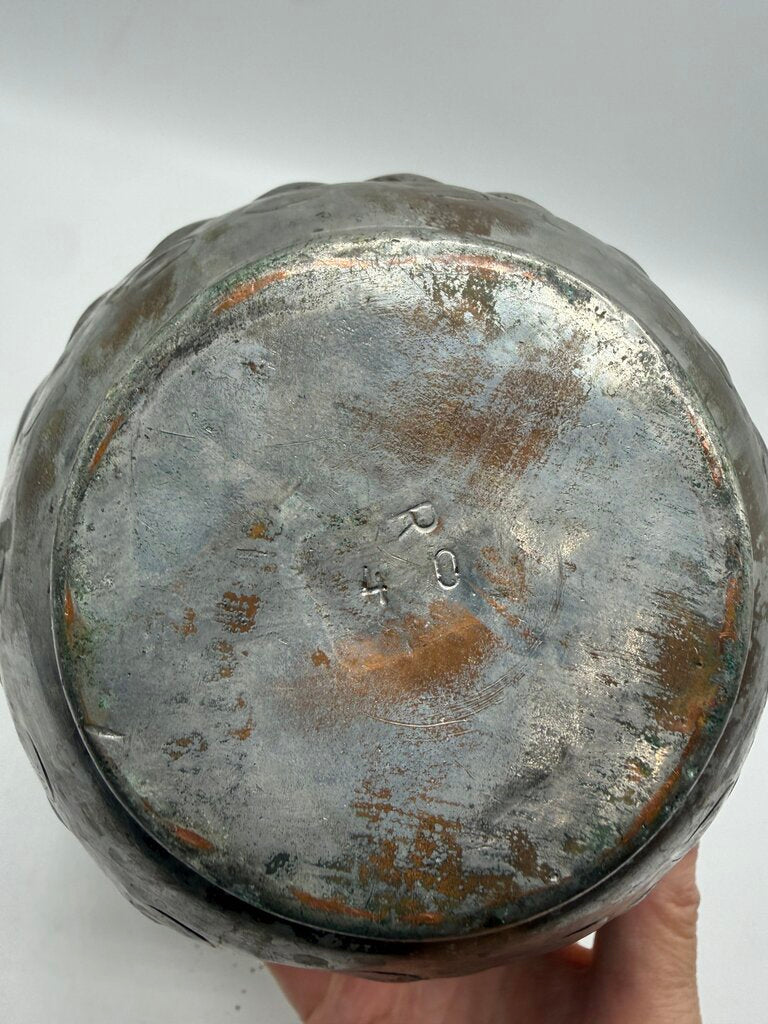 Vintage Hammered Metal Pitcher/Urn 12” tall /rw