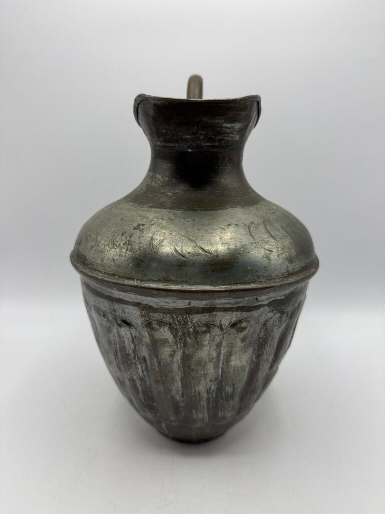 Vintage Hammered Metal Pitcher/Urn 12” tall /rw