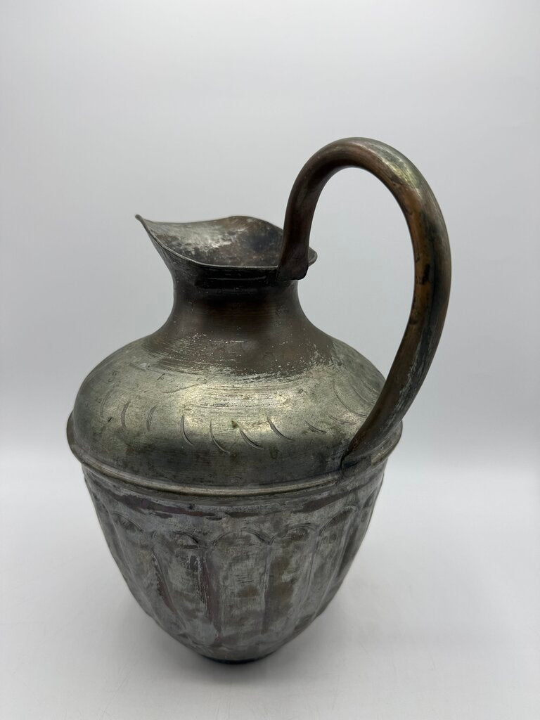 Vintage Hammered Metal Pitcher/Urn 12” tall /rw
