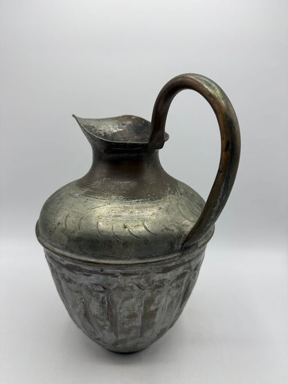 Vintage Hammered Metal Pitcher/Urn 12” tall /rw