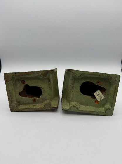 VTG HomArt Cast Iron White Puppy Dog Book Ends /rw