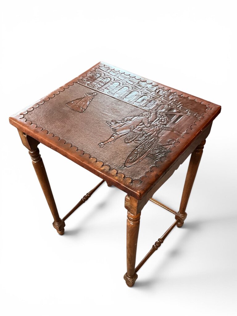 Set of Three Vintage Leather Top Nesting Tables
