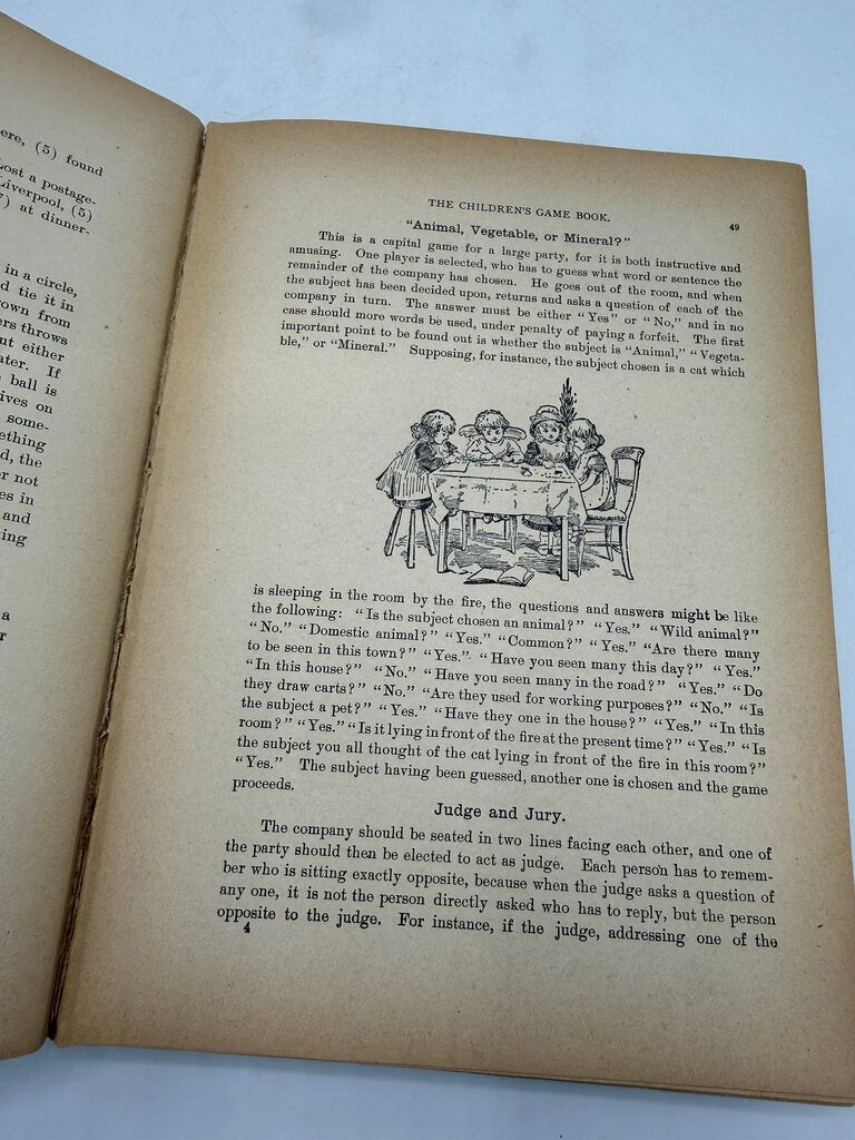 1902 Antique Children’s Game Book 240 Pages Illustrated /ro