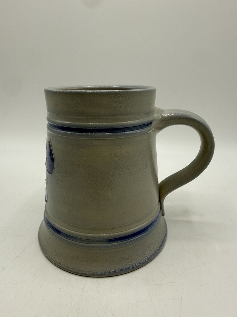 Salt Glaze Mug/Stein Cobalt Blue Floral Theme Inscribed /rw